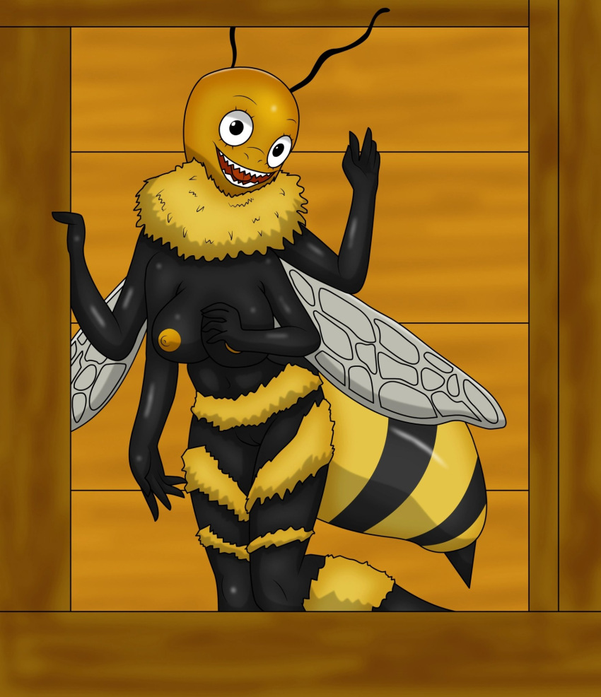 2023 4_arms anthro arthropod bee bug creepy creepy_smile insects looking_at_viewer magalnik multi_arm multi_limb self_upload smile smiling smiling_at_viewer tagme window