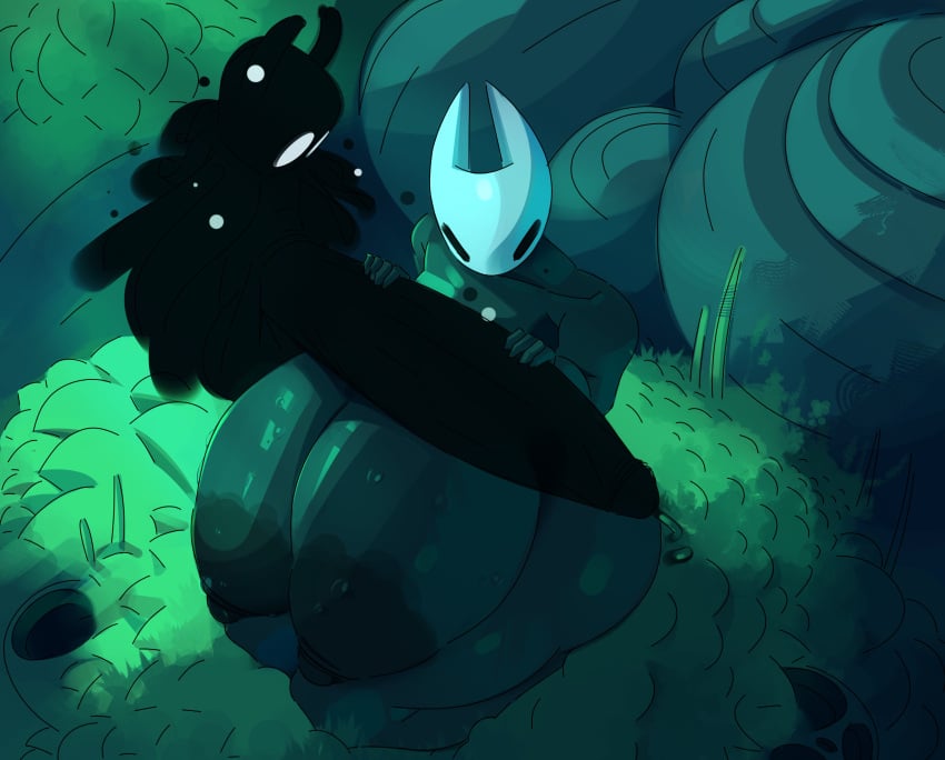 2023 absurd_res arthropod big_breasts big_penis black_body breasts detailed_background duo erection fecharis female genitals hi_res hollow_knight hornet_(hollow_knight) huge_breasts huge_cock incest larger_female male male/female nipples nude penis shade_(hollow_knight) size_difference smaller_male team_cherry thick_thighs veskorart