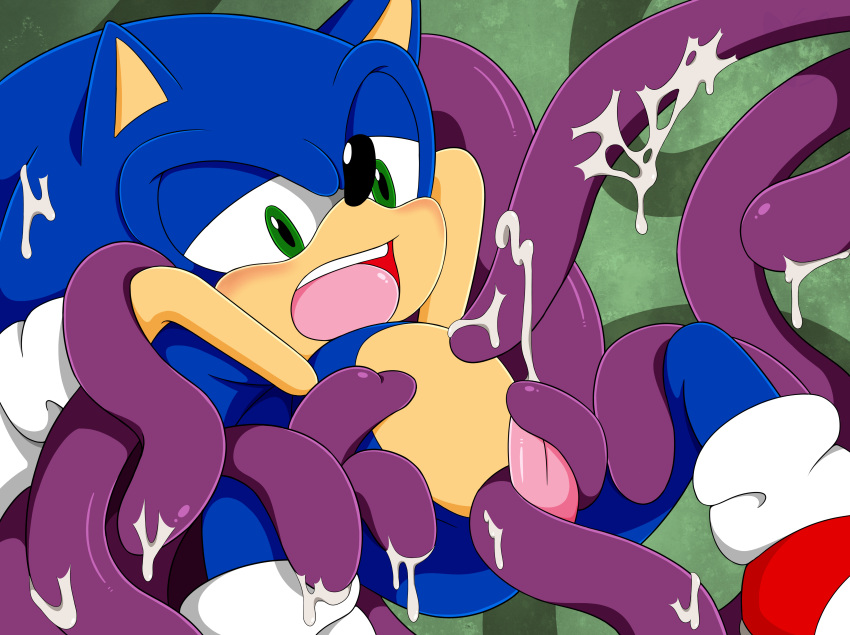 angelofhapiness anthro cum male male_only masturbation open_mouth penis sega sonic_(series) sonic_the_hedgehog sonic_the_hedgehog_(series) stripes-the-raccoon tentacle tentacle_on_male tongue