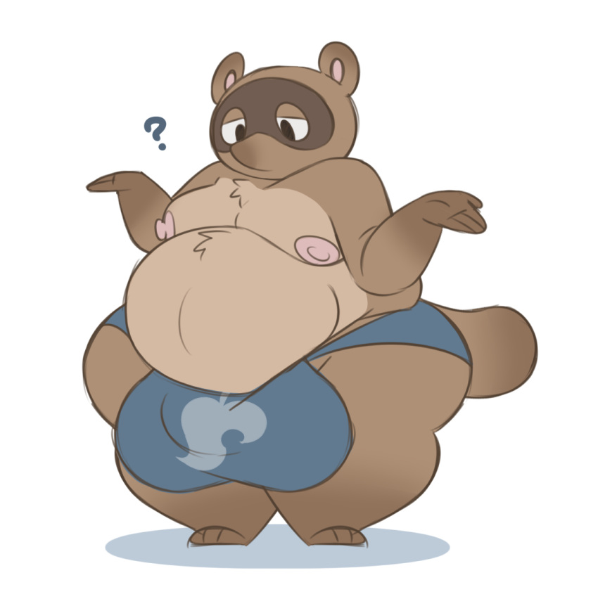 1boy ? animal_crossing anthro areolae ass brown_fur bulge bulge_through_clothing chubby chubby_male furry hips large_ass looking_down male male_focus male_only moobs mostly_nude mostly_nude_male nintendo nipples shrug shrugging solo solo_male tan_fur tanuki tanuki_humanoid thick_thighs thighs thong tom_nook wide_hips xxedge