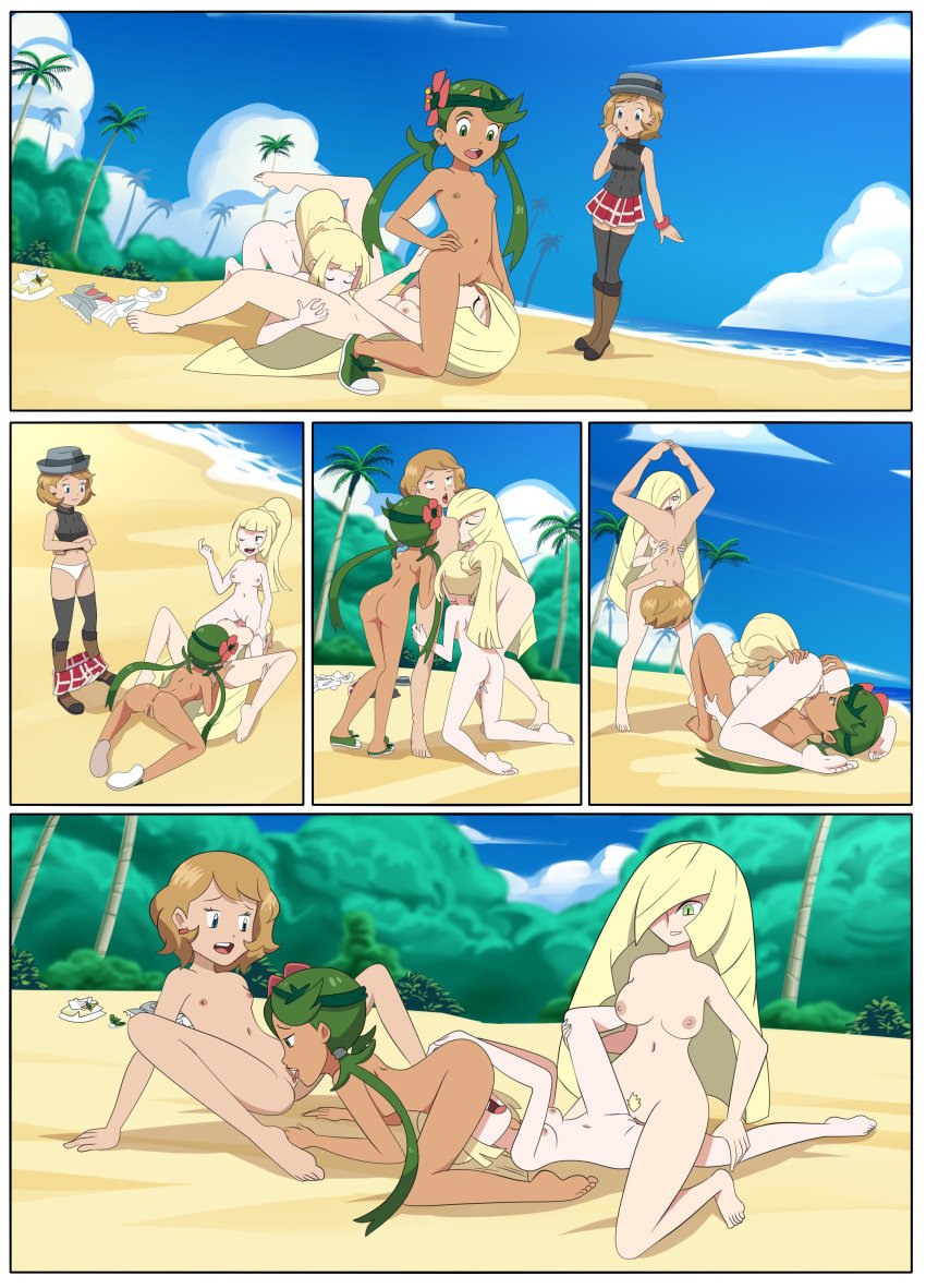 4girls 5_panel_comic 69 accurate_art_style ass ass_fingering beach beach_sex blonde_hair breast_sucking breasts clothes_removed comic_page cunnilingus deadinside97 facesit_and_trib facesitting feet female female_only fingering fingering_self foursome green_eyes green_hair incest inviting_to_sex lesbian lesbian_orgy lesbian_sex lillie_(pokemon) lusamine_(pokemon) mallow_(pokemon) masturbation milf mother_and_daughter multiple_girls naked nude nudist nudist_beach observing only_female oral_sex orgy outdoors pokemon ponytail pubic_hair public_incest pussy scissor_position scissoring serena_(pokemon) small_breasts standing standing_69 sucking tribadism twitter uncensored undressing undressing_self voyeurism yuri