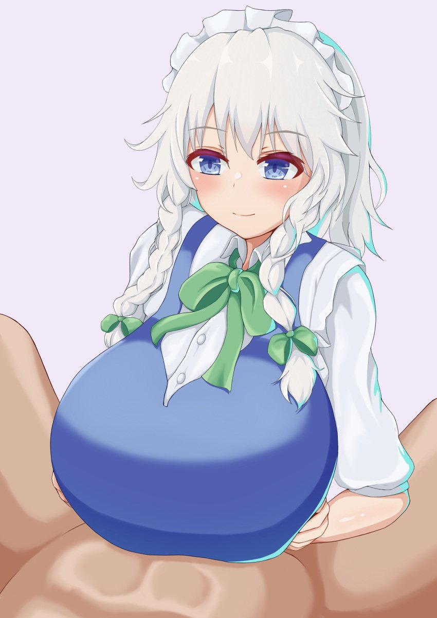 huge_breasts land_wharf paizuri paizuri_under_clothes randowafu sakuya_izayoi touhou