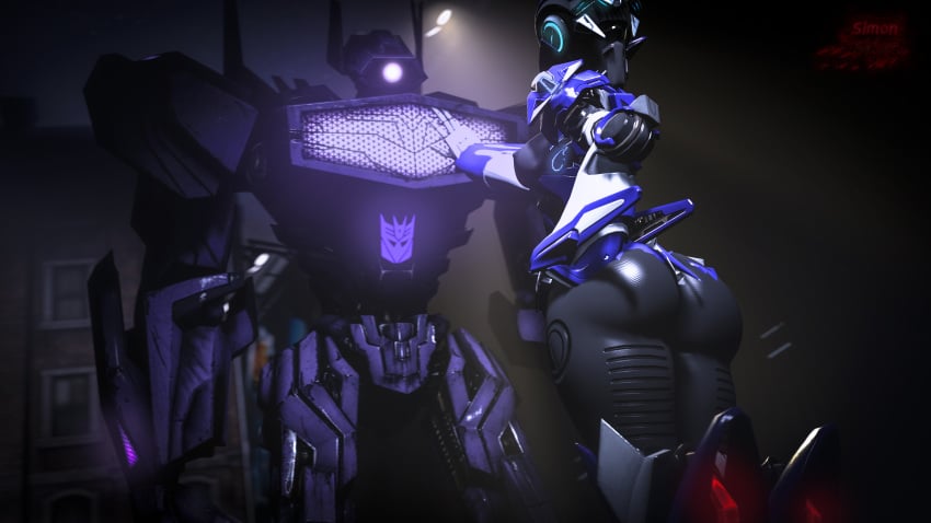 1boy 1girls 3d 3d_(artwork) arcee arcee_(prime) ass big_ass female large_ass male nsfw robot robot_girl sfm shockwave shockwave_(transformers) simon_sklar transformers transformers_aligned_continuity transformers_prime