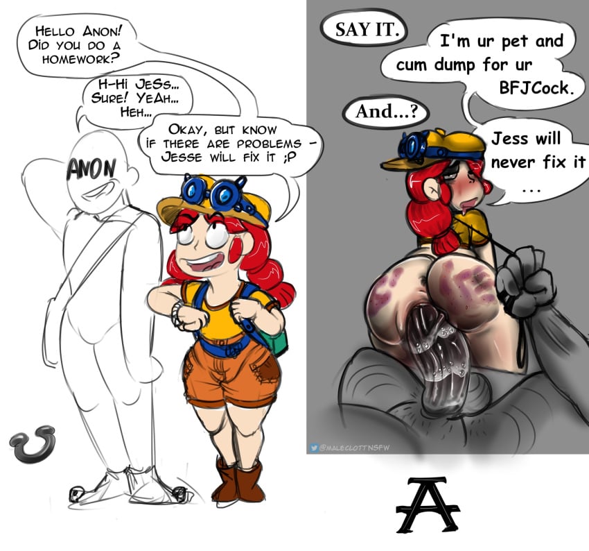 big_ass brawl_stars homework jessie_(brawl_stars) large_ass leash leash_pull spank_marks spanked_butt spanking