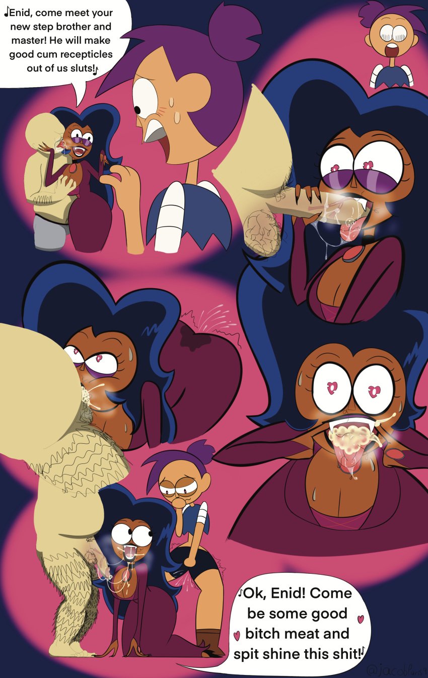 1boy 2girls cartoon_network cheating_wife cum cum_in_mouth dark-skinned_female deepthroat dialogue dirty_talk english_text enid enid_(ok_k.o.!_lbh) fat_man female heart-shaped_pupils infidelity jacobparis9 male male/female milf mother_and_daughter mothers_day ok_k.o.!_let's_be_heroes oral pubic_hair sex sinisterpimp speech_bubble straight text ugly_man wilhamena