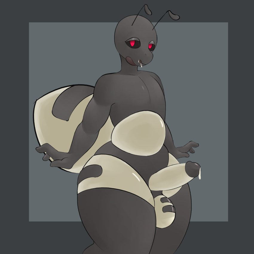 absurd_res ant anthro arms_out arthropod arthropod_abdomen black_sclera bodily_fluids cum cum_inside cum_on_face drooling genital_fluids hi_res honeypot_ant hymenopteran i_will_dance_only_if_the_beat_is_funky insects leaking leaking_cum looking_at_viewer male saliva segmented_body solo tongue tongue_out translucent translucent_body wide_hips