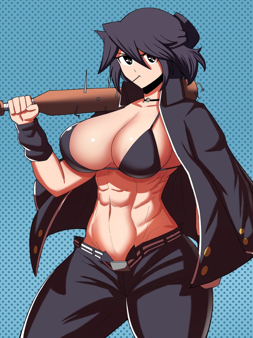 1girls abs borrowed_character breasts cleavage female jacket large_breasts lucia_(scott_malin) muscular_female oc original_character solo standing tagme techstylesart