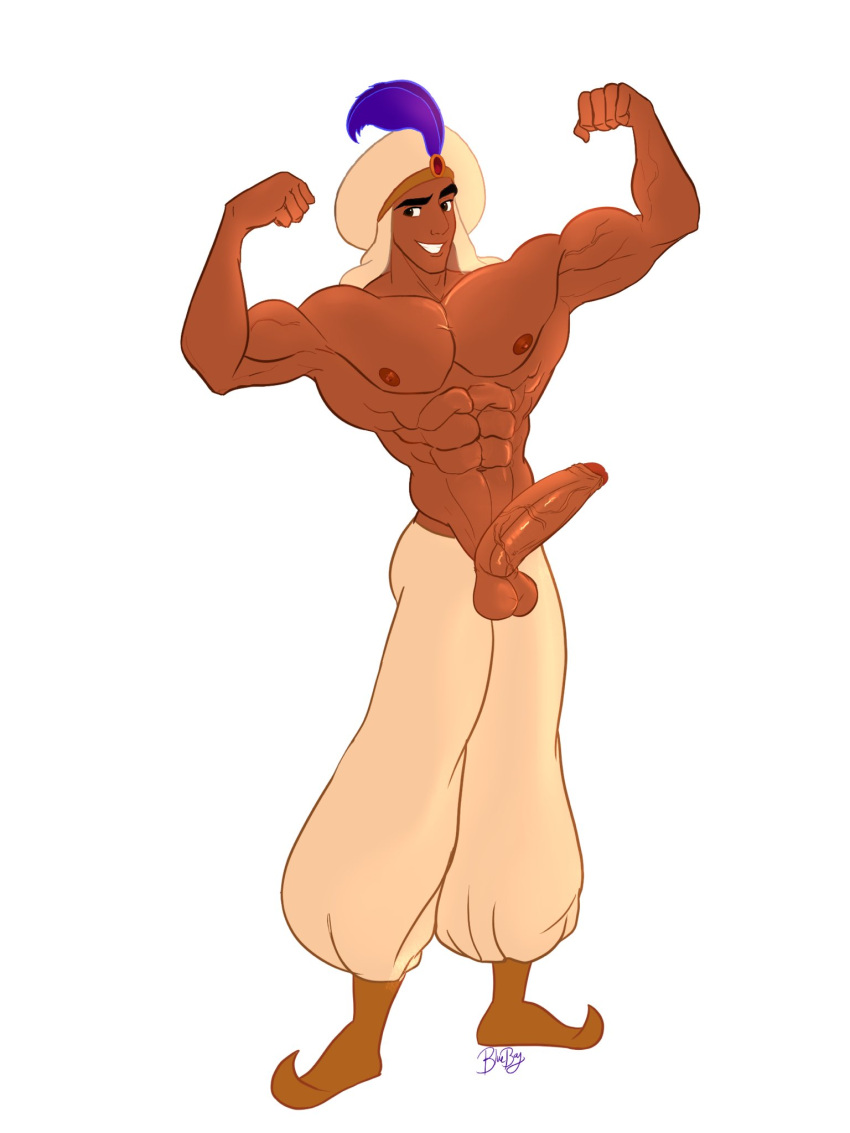 abs aladdin aladdin_(character) arab arab_male arabian biceps big_chest big_cock big_pecs big_penis blueboybara boner bulging_biceps dark-skinned_male dark_skin disney disney_prince erect_penis erection flexing hard_on huge_chest huge_cock huge_cock huge_pecs looking_at_viewer male male_only melanin middle_eastern middle_eastern_male muscle_growth muscles muscular muscular_male pecs penis_out shirtless_male smooth_chest smooth_skin thick_thighs uncut veiny_penis