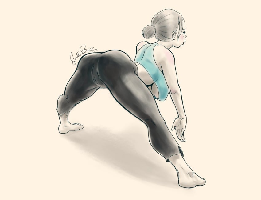 1girls 2019 ass bent_over big_breasts breasts cameltoe sourbooze spread_legs underboob wii_fit wii_fit_trainer