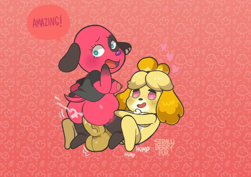 animal_crossing anthro ass big_butt big_penis bodily_fluids breasts canid canine canis cherry_(animal_crossing) clothed clothing comic cowgirl_position cum cum_in_ass cum_inside dialogue domestic_dog duo female from_front_position genital_fluids genitals gynomorph hi_res huge_cock hypnosis hypnotic_eyes intersex intersex/female isabelle_(animal_crossing) lilbunpinky mammal mind_control nintendo on_bottom on_top open_clothing open_shirt open_topwear penis sex shirt speech_bubble topwear