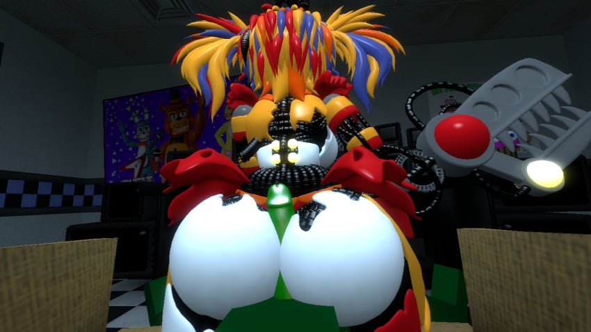 3d 3d_(artwork) 69idklol69 animatronic ass assjob big_ass big_penis buttjob clown covered_buttjob five_nights_at_freddy's garry's_mod green_penis hot_dogging hotdogging in_office office_chair robot robot_girl scrap_baby scrap_baby_(cosmic_trance) scrap_baby_(fnaf) sitting_on_lap straight