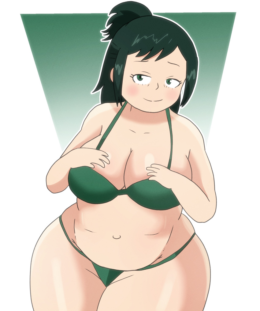 1girls bikini chubby chubby_female darkleon fat fat_woman female female_only green_eyes green_hair inko_midoriya light-skinned_female light_skin mature_female milf mother my_hero_academia solo voluptuous voluptuous_female wide_hips