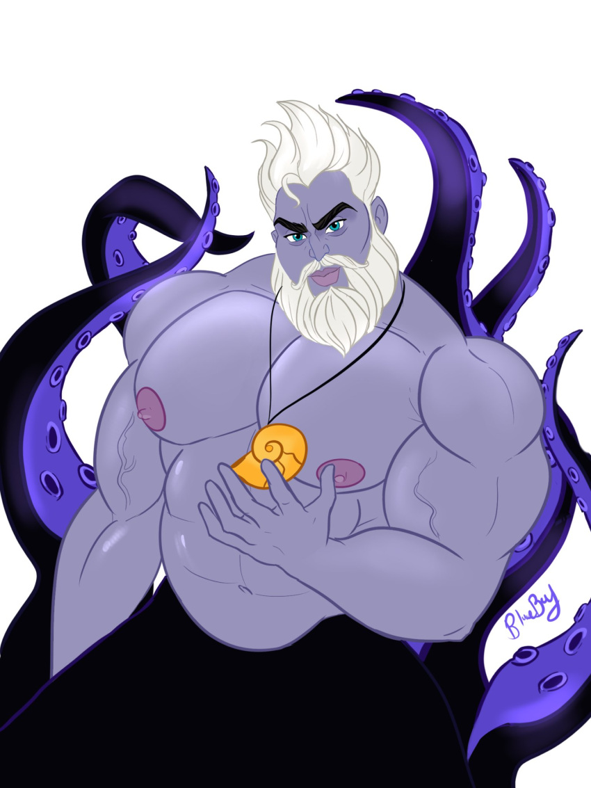 abs biceps big_chest big_pecs blueboybara bulging_biceps disney genderbend genderswap genderswap_(ftm) huge_chest huge_pecs male male_only muscles muscular muscular_male pecs purple_skin rule_63 tentacle the_little_mermaid ursula ursula_(the_little_mermaid)