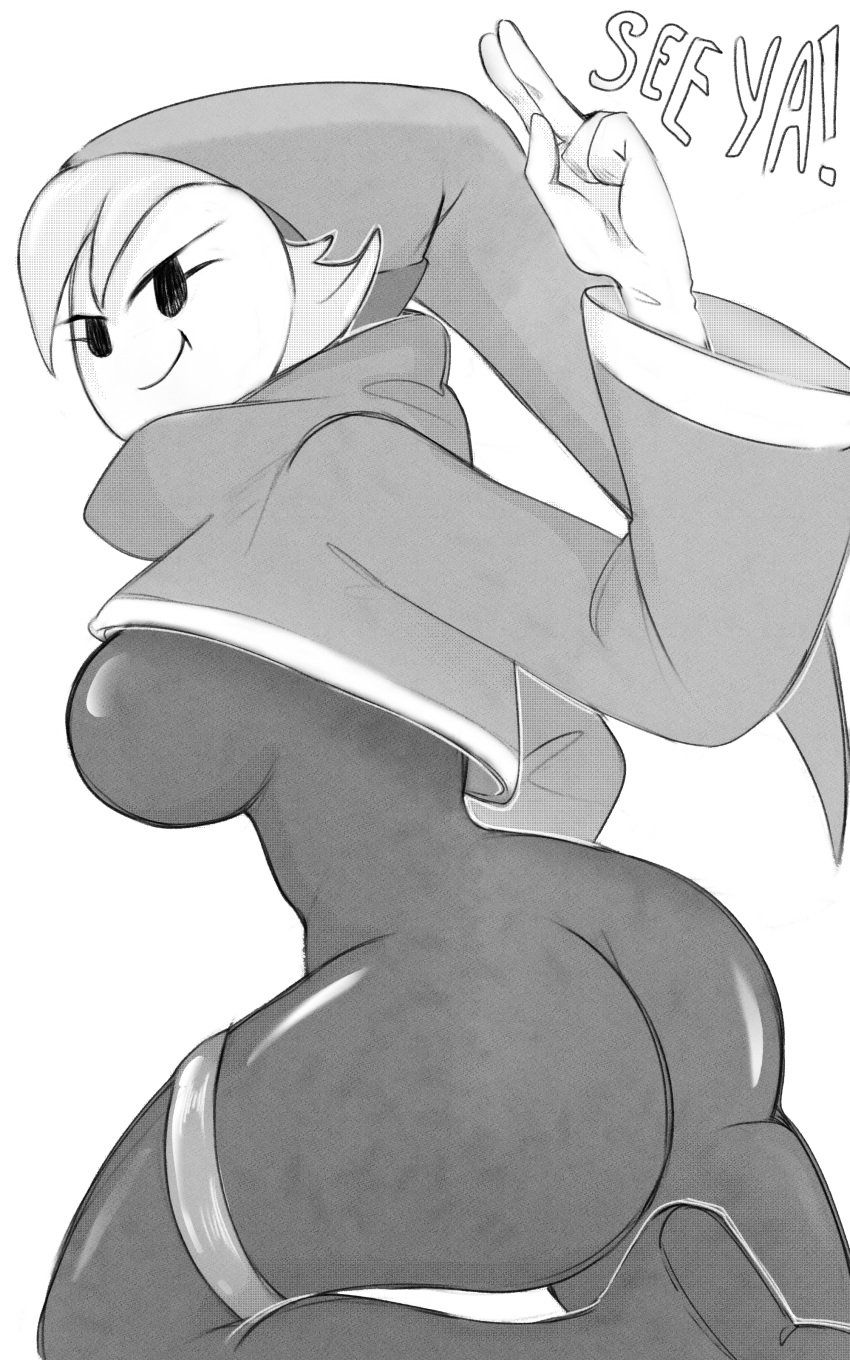 7kamich7 bandit_(mario) bodysuit boobs_and_butt_pose breasts hood large_ass leg_band looking_back mario_(series) mask paper_mario running salute shy_gal sleeves smug_face