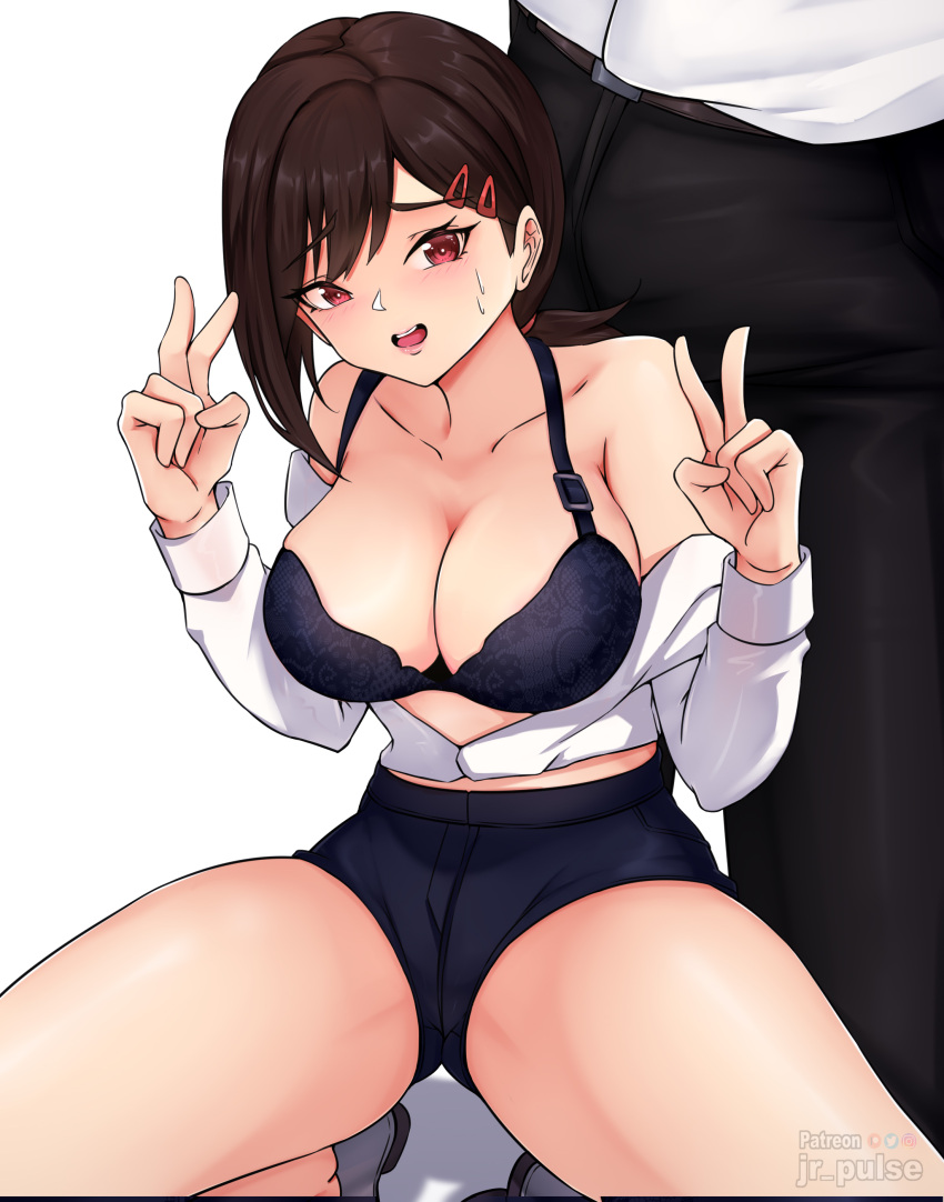 1girls big_breasts big_thighs breasts chainsaw_man cleavage double_v female higashiyama_kobeni huge_cock jrpuls3 large_thighs lingerie navel thick_thighs thighs underwear v voluptuous w_arms