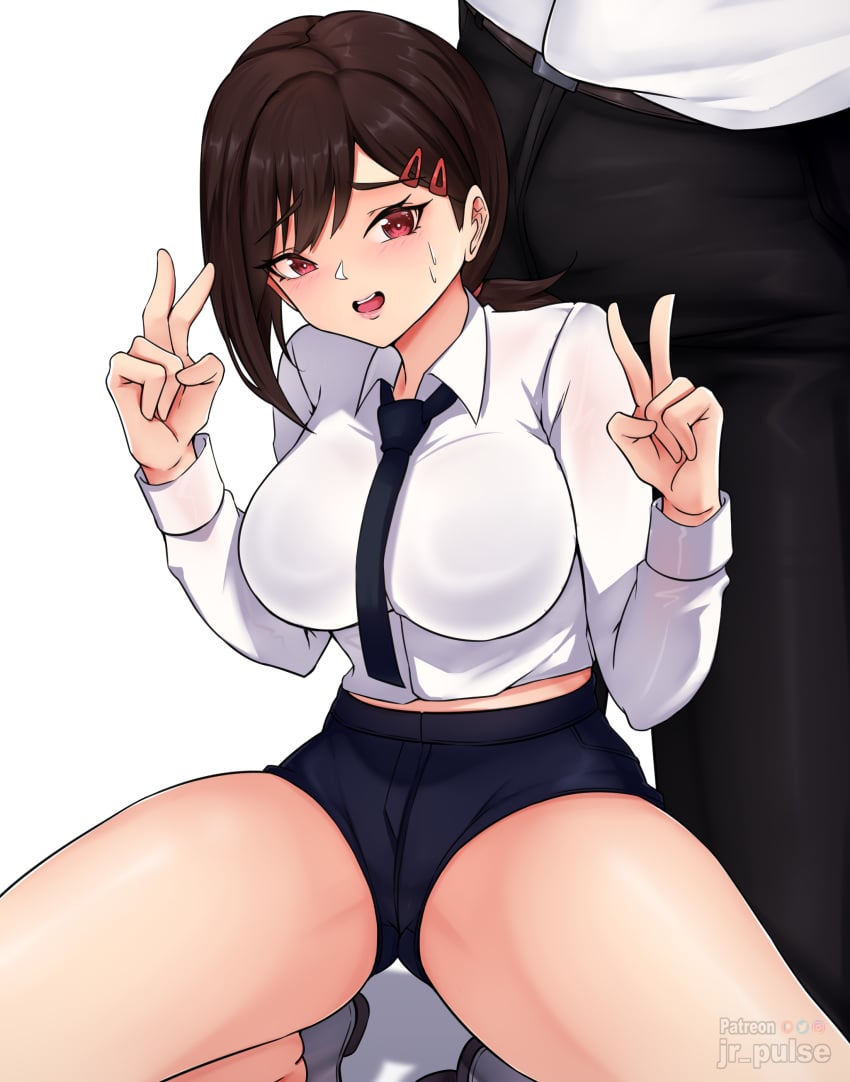 1girls big_breasts big_thighs breasts chainsaw_man double_v female higashiyama_kobeni huge_cock jrpuls3 large_thighs thick_thighs thighs v voluptuous w_arms