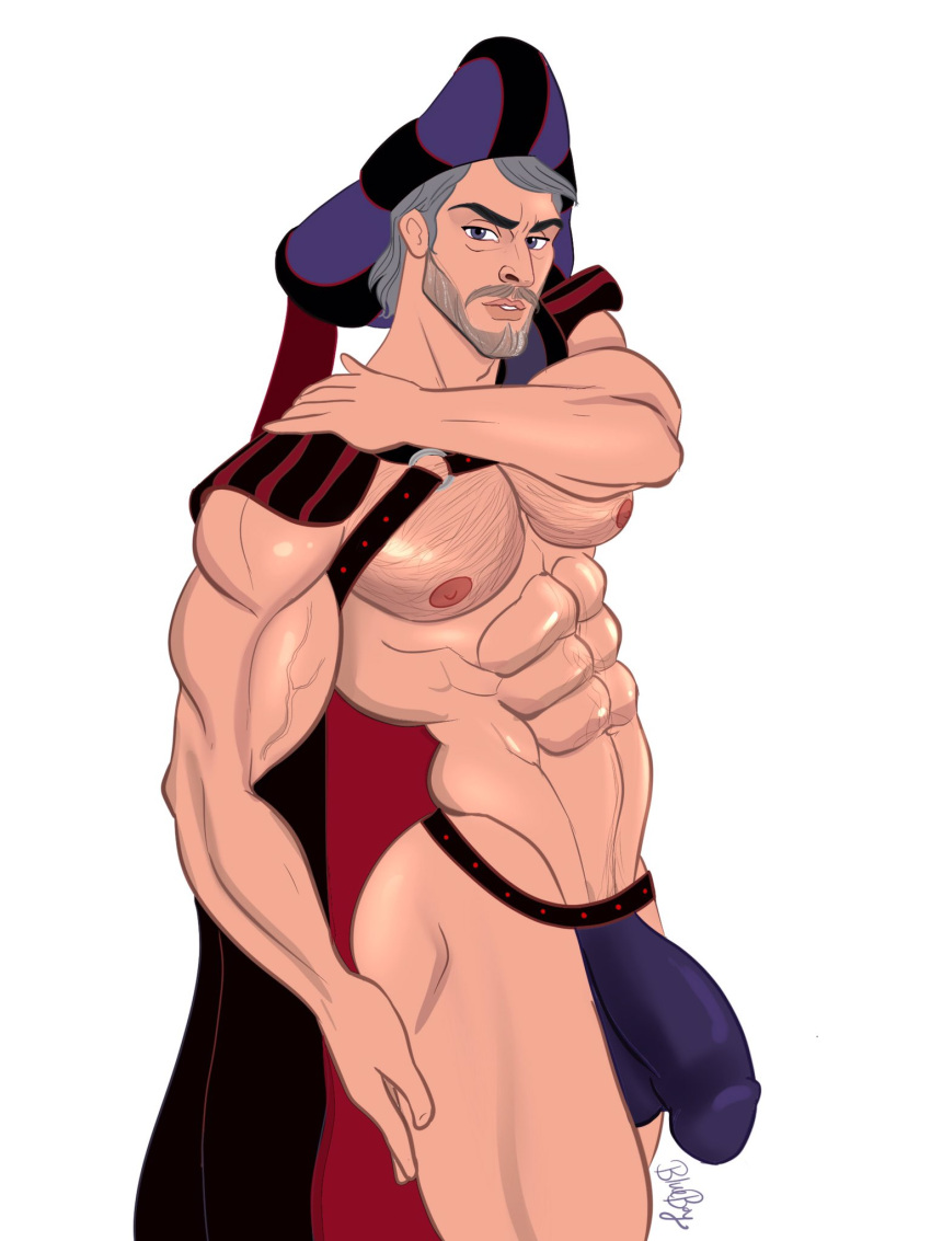 1boy abs bara biceps big_bulge big_chest big_cock big_pecs big_penis blueboybara bulge bulging_biceps caucasian caucasian_male claude_frollo disney hairy_chest huge_bulge huge_chest huge_cock huge_pecs huge_penis looking_at_viewer male male_only muscles muscular muscular_male pecs penis_outline shirtless_male silver_fox solo solo_male standing the_hunchback_of_notre_dame thong underwear underwear_only