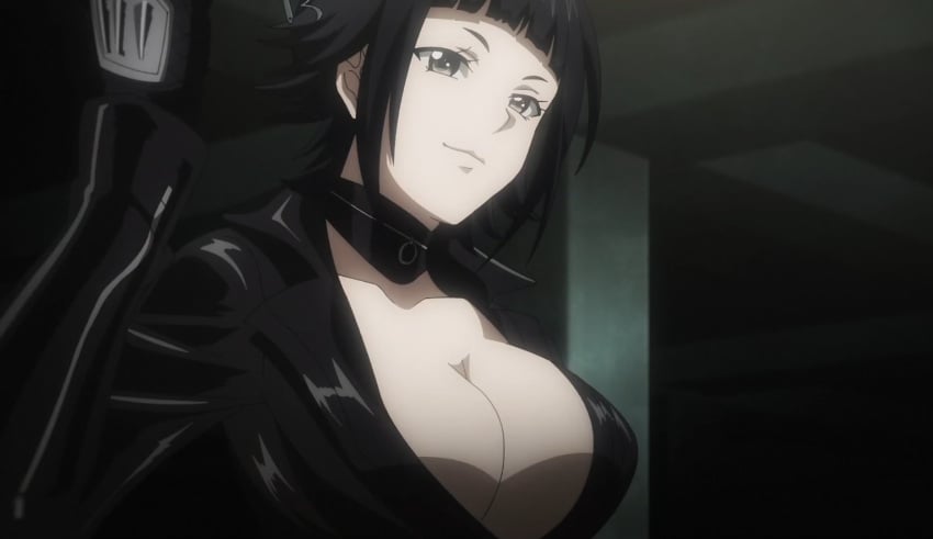 2023 artist_request black_hair breasts cleavage clothing dead_mount_death_play female geek_toys gray_eyes large_breasts lei_xiayu screencap square_enix