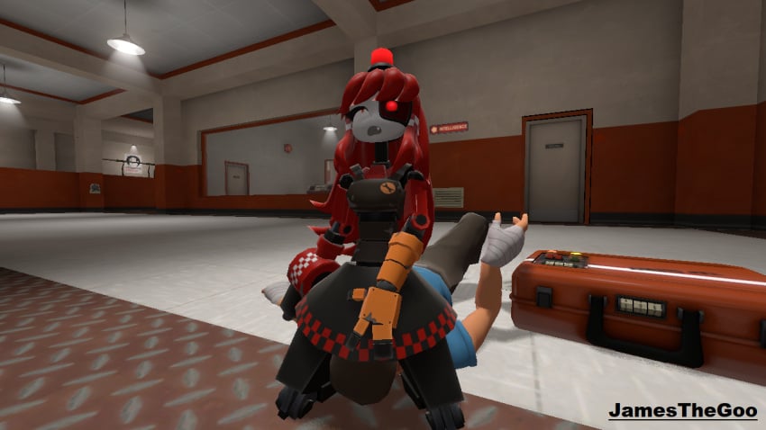 1boy 1girls 3d 3d_(artwork) 3d_model cunnilingus facesitting femdom horny_female jamesthegoo mimi_sentry multicolored_eyes older_male outside red_hair robot_girl scout_(team_fortress_2) self_upload sentry_(team_fortress_2) sentry_turret sfm source_filmmaker tagme team_fortress_2 tf2 valve valve_(company) weapon