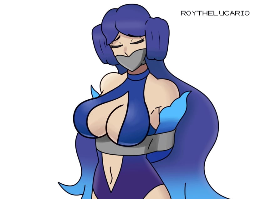 1girls animated arms_tied_behind_back bare_shoulders big_breasts blue_leotard bondage breasts brighid_(xenoblade) closed_eyes female female_focus female_only human human_only large_breasts latex leotard midriff nintendo purple_hair roythelucario solo solo_female solo_focus squirming tape tape_bondage tape_gag xenoblade_(series) xenoblade_chronicles_2 zipper_down zipper_leotard