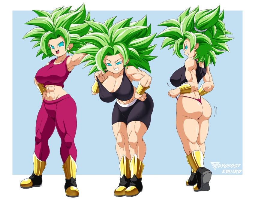 1girls armpits ass big_breasts blue_eyes bra breasts byghosteduard dragon_ball dragon_ball_super female female_only female_saiyan fusion green_hair kefla legendary_super_saiyan looking_at_viewer muscles muscular muscular_female pose short_hair strip_game super_saiyan super_saiyan_2 thighs