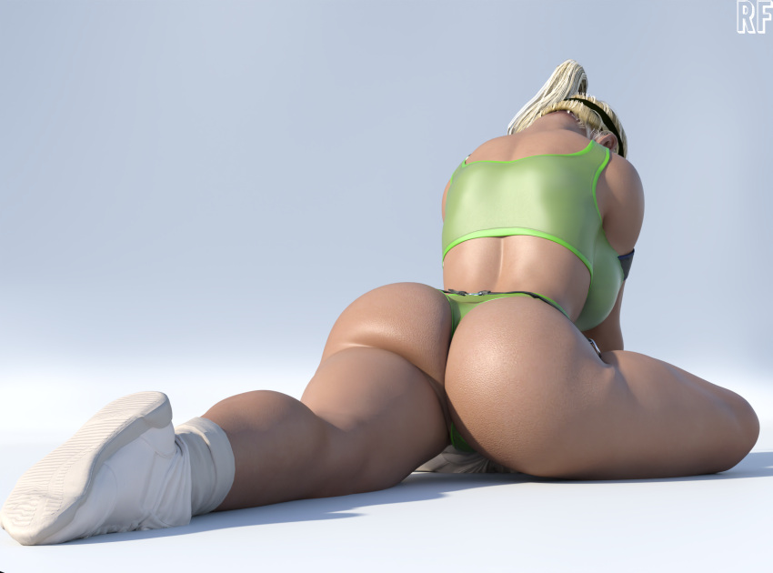 1girls 3d abs absurd_res areola_slip areolae ass big_ass big_breasts blonde_hair breasts brown_eyes bubble_butt dat_ass dumptruck_ass female female_only hi_res large_breasts mature_female milf mortal_kombat mortal_kombat_11 muscular muscular_female netherrealm_studios rude_frog solo sonya_blade stretching thick_thighs thighs thong voluptuous wide_hips yoga yoga_pose