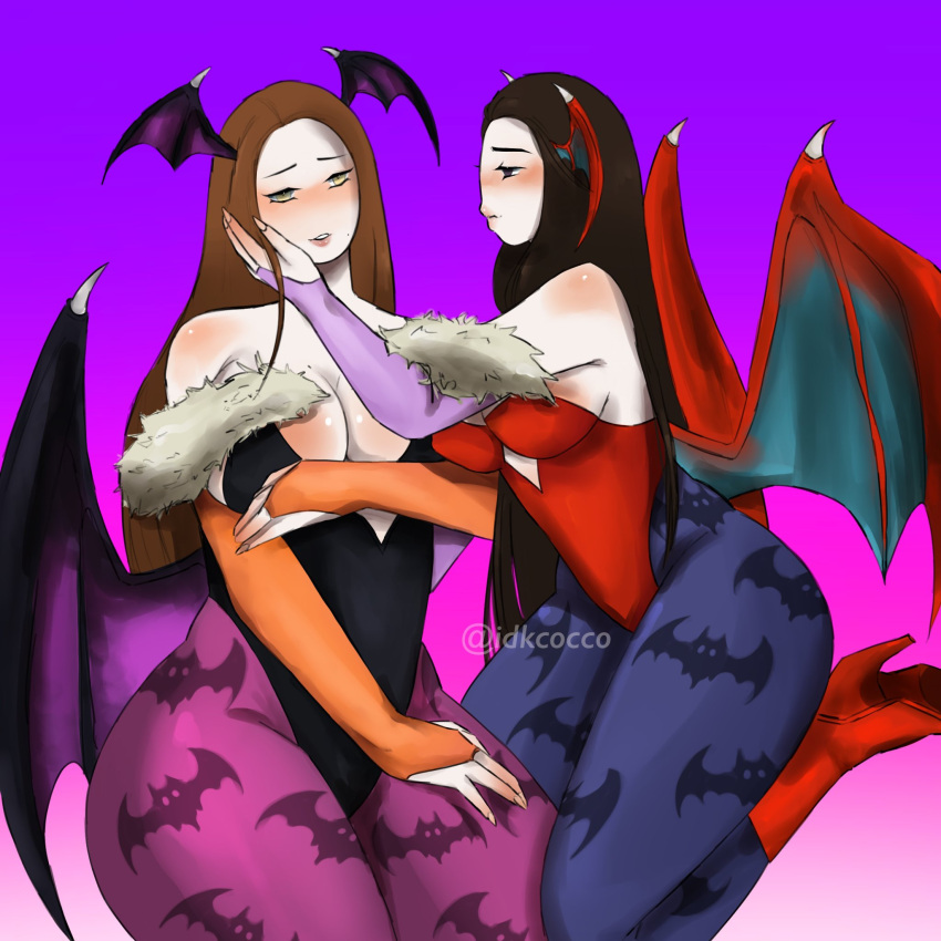 2girls alternate_version_available big_breasts black_hair blush brown_hair clothing countryhumans countryhumans_girl female female_only guatemala_(countryhumans) halloween humanized idkcocco latina legwear light-skinned_female light_skin long_hair mexico_(countryhumans) panties wholesome wings yuri