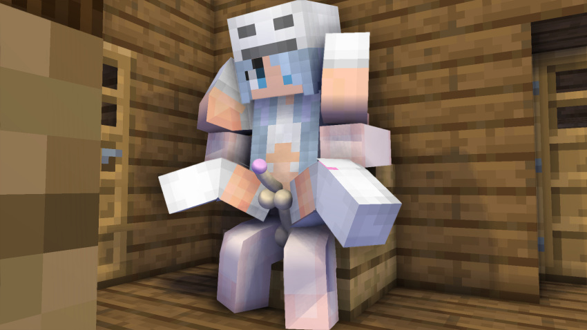 2futas 3d blue_eyes blue_hair erect_penis futa_on_futa horny_futa looking_down looking_pleasured mine-imator minecraft outside reverse_cowgirl_position riding skeleton_girl stockings tagme vaginal_penetration