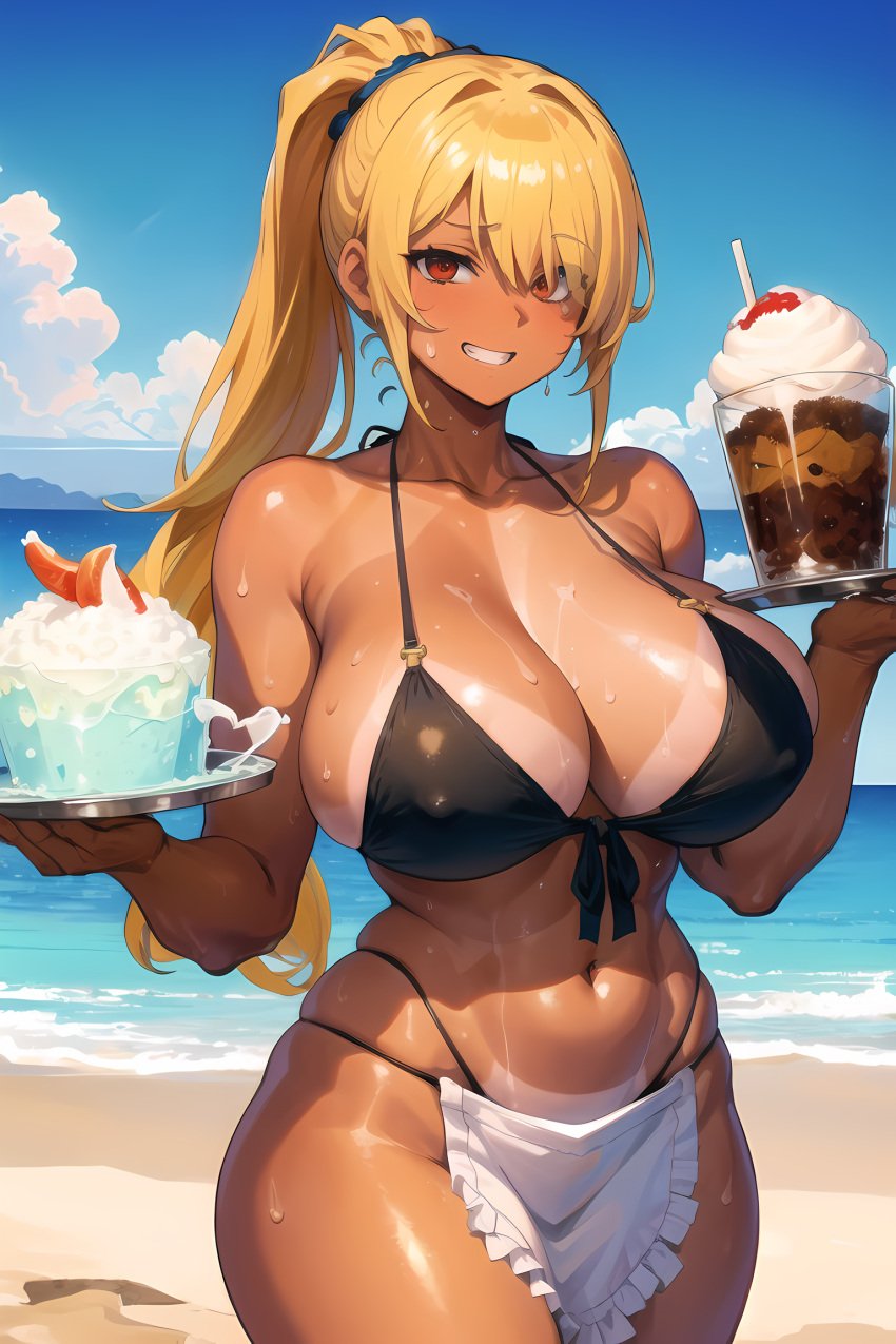 1girls ai_generated blonde_hair breasts curvy_body curvy_female female huge_breasts long_hair maid maid_uniform ponytail stable_diffusion voluptuous voluptuous_female