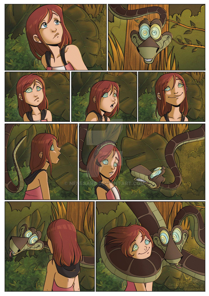 1girls happy happy_female happy_sub hypnosis kaa kaa_eyes kairi kingdom_hearts nenesart pink_hair smile snake the_jungle_book