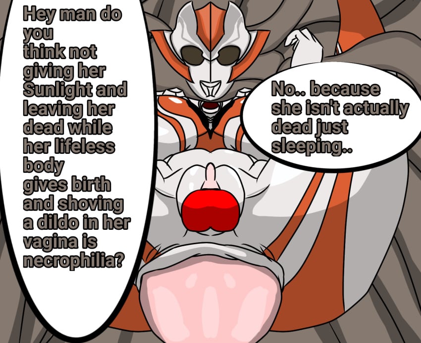 dildo dildo_in_pussy egg egg_laying giving_birth grigio_gets_raped large_ass large_breasts midgetfur minato_asahi_(grigio) redraw self_upload speech_bubble tentacle ultraman_(franchise) ultraman_r/b ultrawoman_grigio unseen_male_face