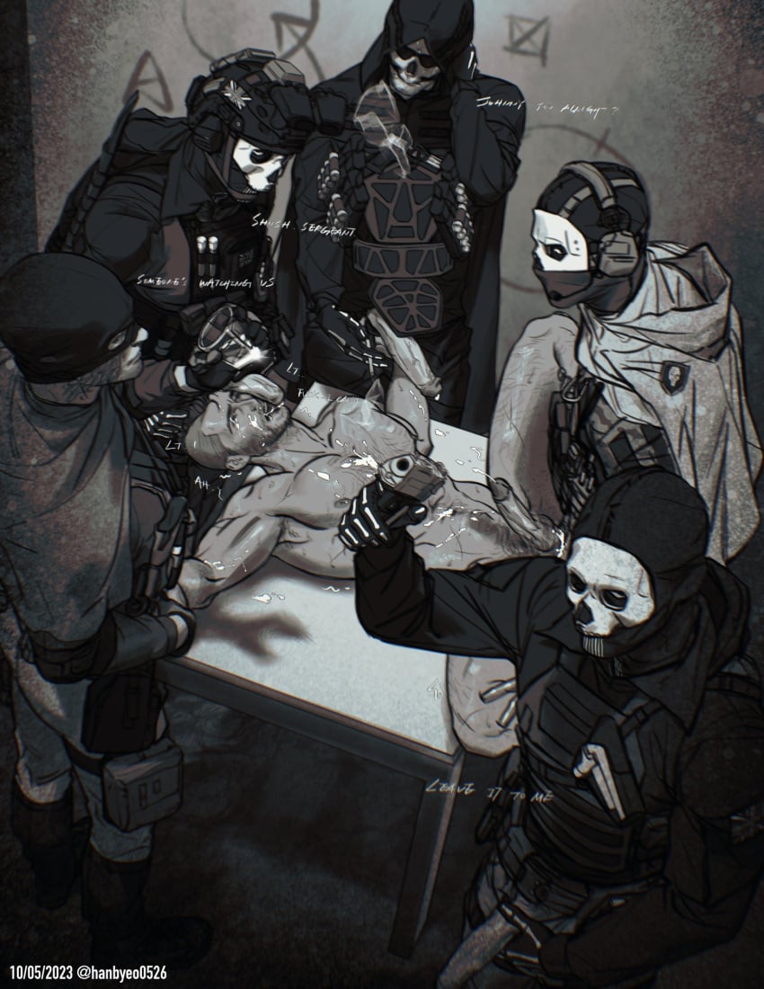call_of_duty call_of_duty_modern_warfare_2_(2022) gangbang gay gay_sex ghost_(modern_warfare_2) hanbyeo0526 john_mactavish male male/male male_penetrated simon_riley soap_(modern_warfare_2) tagme yaoi