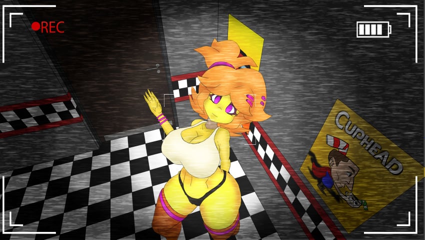 1girls 3d 3d_(artwork) among_us among_us_red animatronic belly_button big_breasts big_hair cally3d camera camera_pov camera_view chica_(cally3d) chica_(fnaf) chicken chiku chiku_(cryptia) clazzey cleavage corner cryptiacurves cuphead_(game) door doorway eyeshadow fazclaire's_nightclub female female_focus female_only five_nights_at_freddy's flashing fnaf fredina's_nightclub huge_breasts large_breasts leggings long_hair orange_hair pink_eyes poster poster_(object) recording scottgames self_upload shittyartz solo solo_female static thong underwear wave waving waving_at_viewer yellow_body yellow_fur yellow_hair