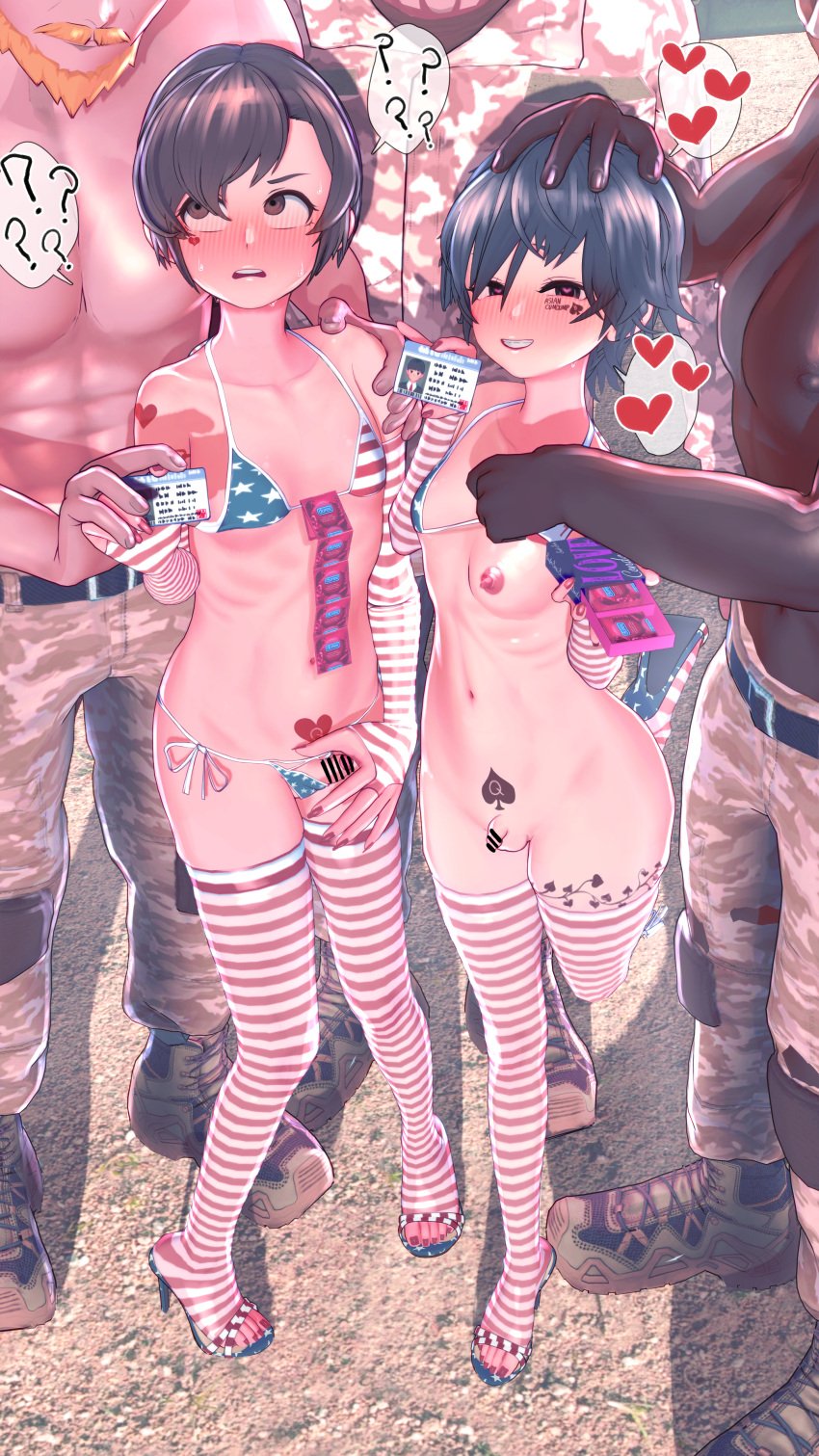 5boys american_flag_bikini beard bleached blush condom dark-skinned_male femboy feminine_male gay girly heart-shaped_pupils id_card light-skinned_male looking_at_viewer male male_only male_with_painted_nails micropenis military_uniform nail_polish not-my-business open_mouth otoko_no_ko otokonoko painted_toenails queen_of_hearts queen_of_spades small_penis smile stockings striped_legwear tattoo tiny_penis tomgirl trap yaoi