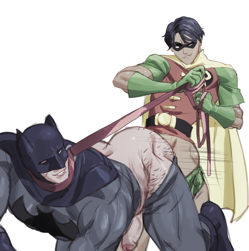 anal anal_sex arched_back batcest batman batman_(bruce_wayne) batman_(series) bottomless bruce_wayne brudick collar dc dc_comics dick_grayson from_behind gay gay_sex male male/male male_only male_penetrated male_penetrating male_penetrating_male on_all_fours robin_(dc) robin_(dick_grayson) sarriathmg smaller_penetrating submissive_male yaoi