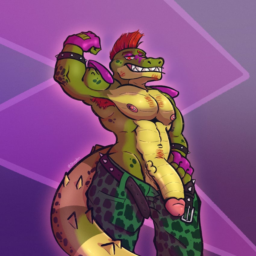 1boy 2021 abs abstract_background alligator alligatorid anthro anthro_focus anthro_male anthro_only anthro_solo armpit_hair armpits artist_name belt biceps big_balls big_cock big_penis big_testicles bracelet chest_tuft cock crocodile crocodilian crocodylid digital_drawing_(artwork) digital_media_(artwork) facial_hair fangs fingerless_gloves five_nights_at_freddy's five_nights_at_freddy's:_security_breach flaccid flexing_arm flexing_bicep focus_on_penis furry furry_male furry_only glans gloves goatee green_body green_scales green_skin hairy_armpits half-closed_eyes hand_on_hip huge_cock humanoid humanoid_genitalia humanoid_penis long_tail looking_at_viewer male male_nipples male_only male_pubic_hair mohawk_(hairstyle) montgomery_gator_(fnaf) muscles muscular_anthro muscular_arms muscular_male navel nipple_piercing open_clothing open_pants pants_down pants_open partially_clothed partially_clothed_male partially_nude pecs penis penis_focus penis_out penis_out_of_pants pierced_nipples piercing piercings presenting_penis red_eyes red_hair reptile reptile_humanoid scales scalie scalie_humanoid scottgames semi-erect sharp_teeth shoulder_pads shugdon sideburns smile smiley_face smiling smiling_at_viewer solo solo_anthro solo_in_panel spiked_belt spiked_bracelet spiked_tail spikes_(anatomy) steel_wool_studios thick_penis thick_tail two_tone_body two_tone_skin two_tone_tail veiny_arms veiny_muscles veiny_penis