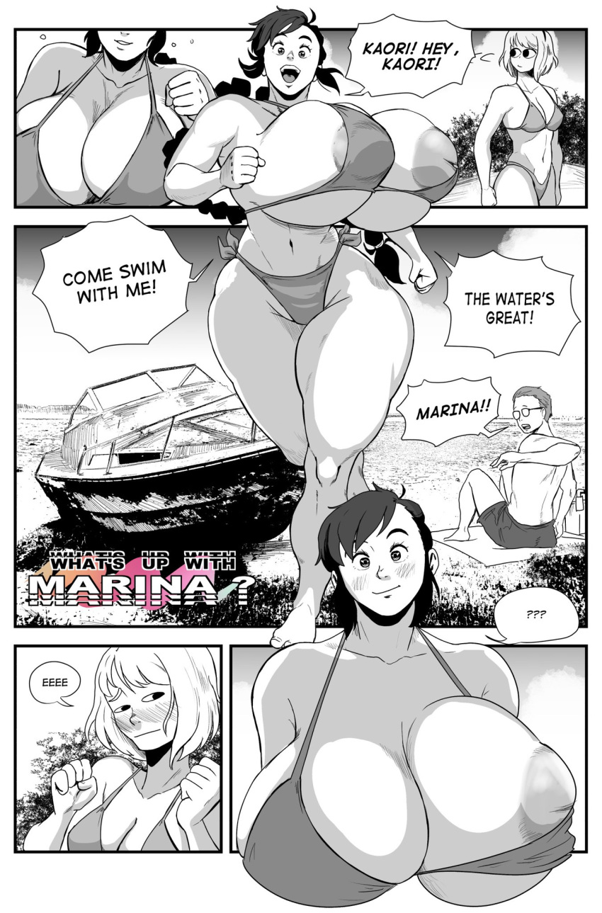 2023 beach breasts harorlood kaori_(harorlood) marina_(harorlood) nipple_slip nude original original_character outside sex wardrobe_malfunction