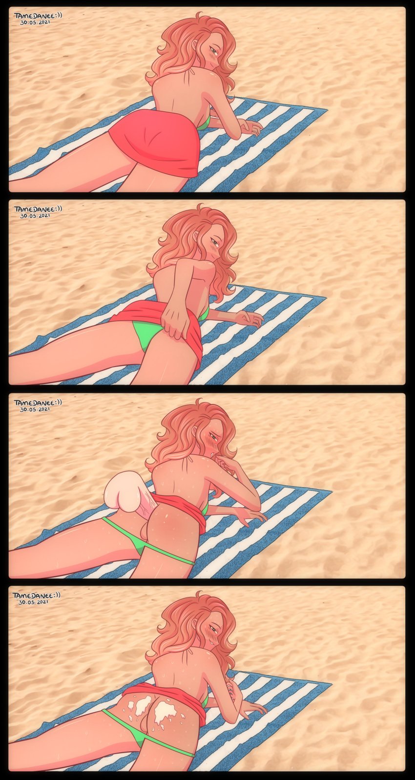 1futa anal beach cum_on_ass dickgirl disembodied_penis futanari male_on_futa samantha_smithers skirt_lift swimsuit tamedanee