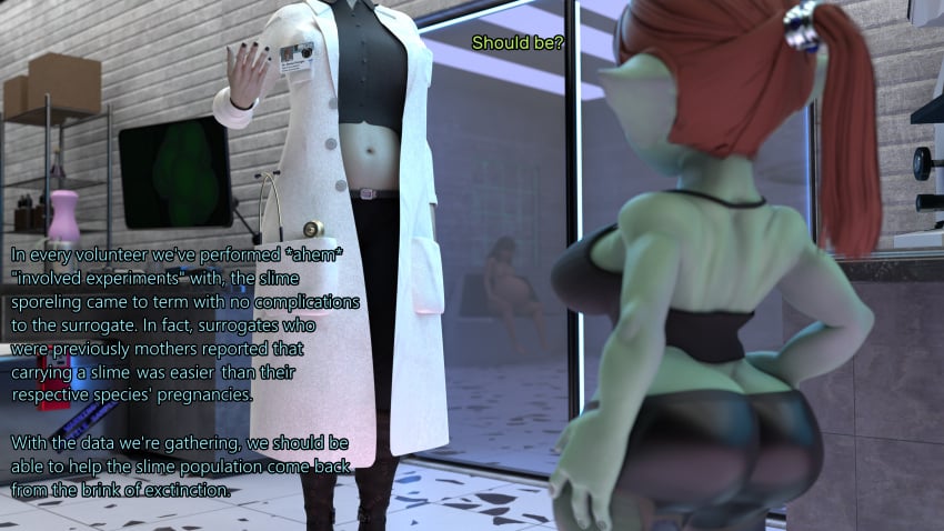 3d belly_expansion doctor female gobbo@gym goblin goblin_female ovinaxu pregnant