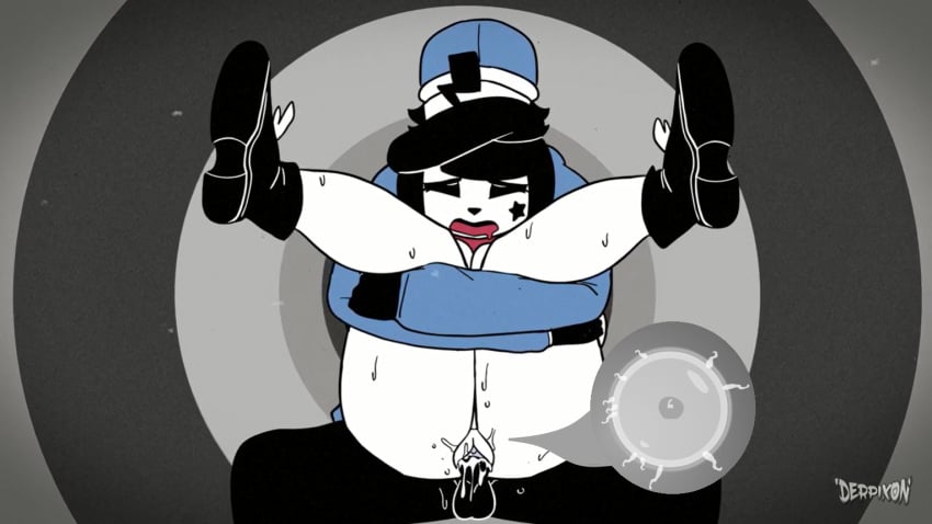 1boy 1girls 2d ass big_breasts black_body black_hair black_sclera black_shoes breasts chuchu_(derpixon) closed_eyes cum cum_in_pussy cum_inside dash_(derpixon) derpixon edit edited female female_on_top hat huge_breasts huge_thighs impregnation legs_together legs_up male male/female massive_breasts massive_thighs mime mime_and_dash mime_girl open_mouth original_character ovum penetration penis pussy red_scarf sex sperm_cell star_tattoo straight sweat thick_thighs third-party_edit vagina vaginal_penetration white-skinned_female white_body white_eyes white_pupils white_skin x-ray