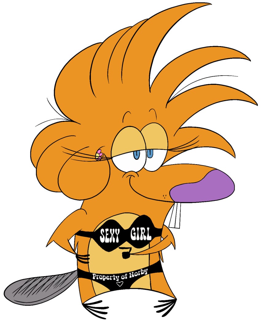 beaver bra female_focus female_only kingofthejungle1993 nickelodeon panties rodent seductive the_angry_beavers treeflower underwear writing_on_clothes