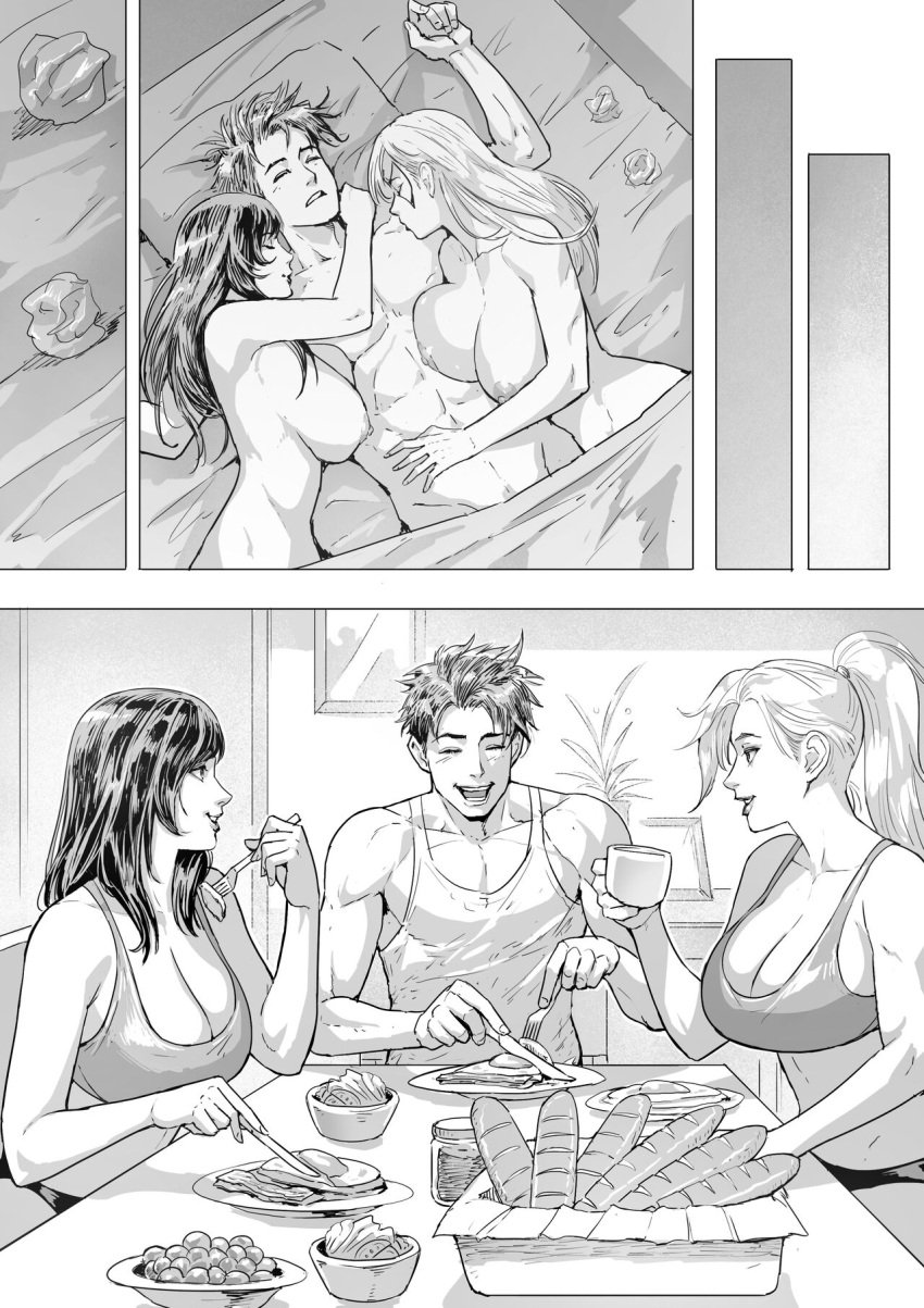 1boy 2girls 2girls1boy after_sex anti-heroine antiheroine ass athletic athletic_female big_ass big_breasts black_and_white black_cat_(marvel) bra breakfast breasts busty cirenk cleavage curvy curvy_hips dat_ass digital_drawing_(artwork) digital_media_(artwork) felicia_hardy female fit fit_female girl_sandwich hourglass_figure huge_ass huge_breasts human human_only large_ass large_breasts laying_down laying_on_bed legs light-skinned_female light-skinned_male light_skin lips long_hair male male/female marvel mary_jane_watson mature mature_female mature_male multiple_girls naked ot3 panties peter_parker polyamory red_hair spider-man spider-man_(series) straight straight_hair superhero superheroine tank_top thick thick_hips thick_legs thick_thighs threesome voluptuous voluptuous_female waist white_hair wholesome wide_hips