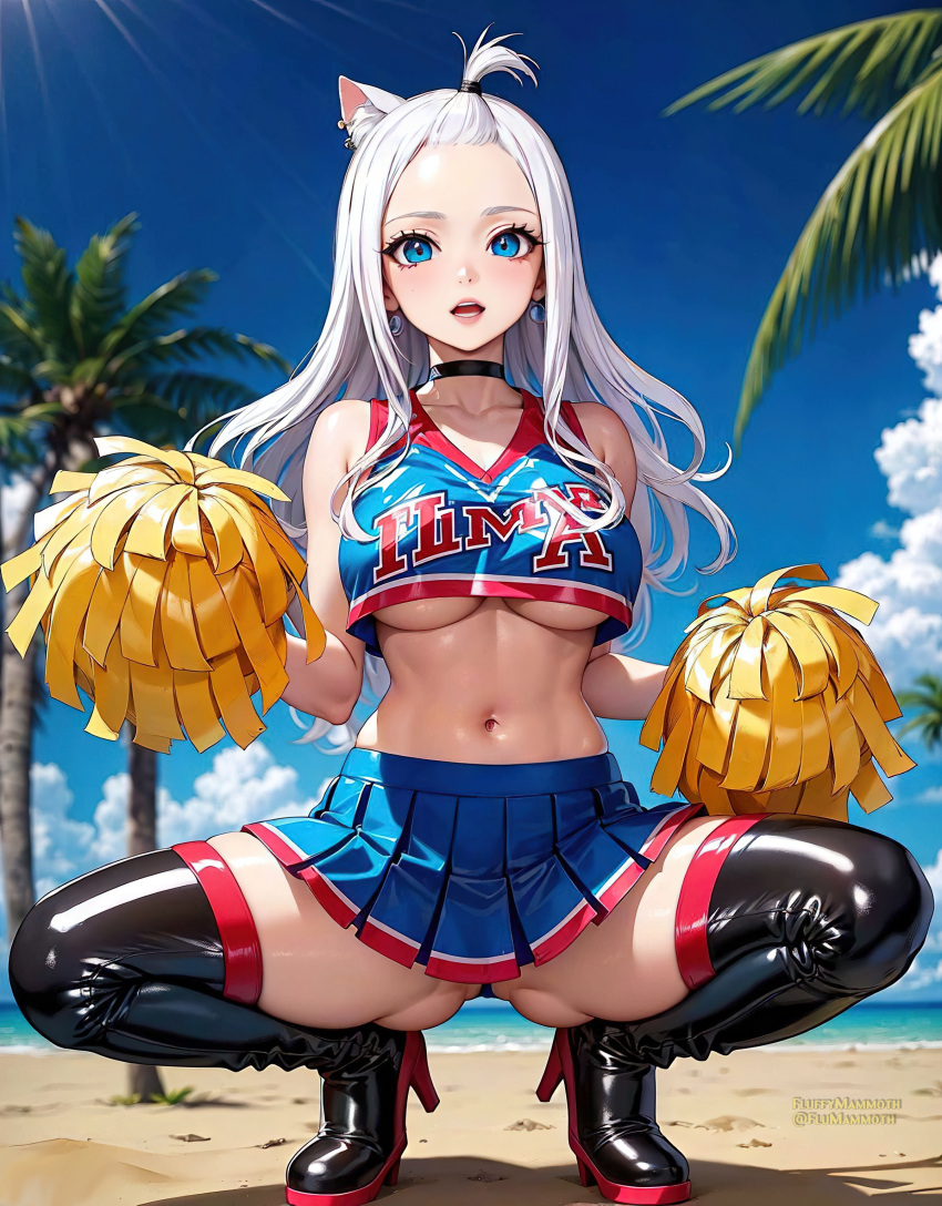 1girls ai_generated cheerleader cheerleader_uniform curvy_body curvy_female curvy_figure fairy_tail female_focus female_only high_heel_boots high_heels mirajane_strauss seductive_look stable_diffusion voluptuous voluptuous_female