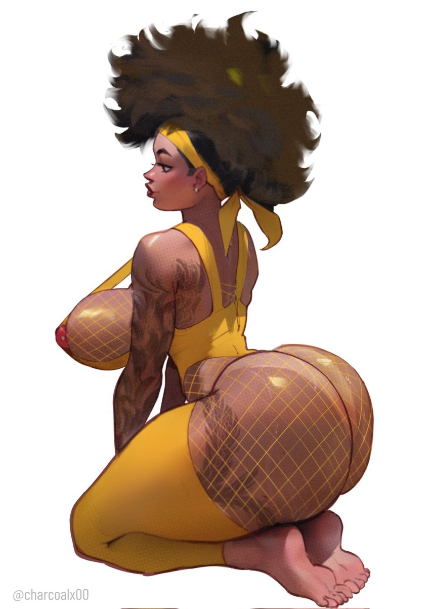 1girls athletic athletic_female big_breasts breasts brown_body brown_skin busty charcoalx00 cleavage curvaceous curvy curvy_female curvy_figure dark-skinned_female dark_skin digital_drawing_(artwork) digital_media_(artwork) eyebrows eyelashes eyes female female_focus female_only fishnets fit fit_female gigantic_breasts hair hips hourglass_figure huge_ass huge_breasts human large_breasts legs lips massive_breasts nipple_piercing nipple_slip nipples nipples_showing original original_character thick thick_legs thick_thighs thighs top_heavy upper_body voluptuous waist wide_hips yellow_clothing yellow_fishnets