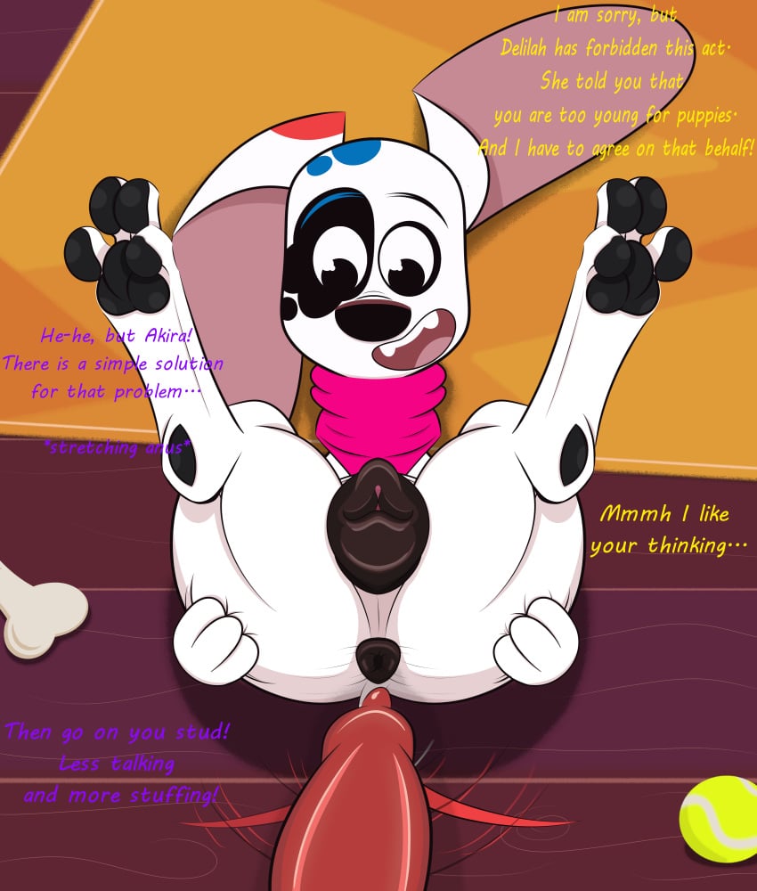 101_dalmatian_street 101_dalmatians absurd_res akira_tasuki_(xxghostwolf1988xx) anal anal_sex anatomically_correct anthro anus big_ears boy canine canine_penis canine_pussy comic cookie cub cubs cute da_vinci_(101_dalmatians) dalmatian dialogue disney dog doggy_style excited female feral in_heat lying_down lying_on_back male_on_female pawpads paws pounding presenting presenting_hindquarters puffy_anus spread_anus stretching tail text throbbing wagging_tail young_adult