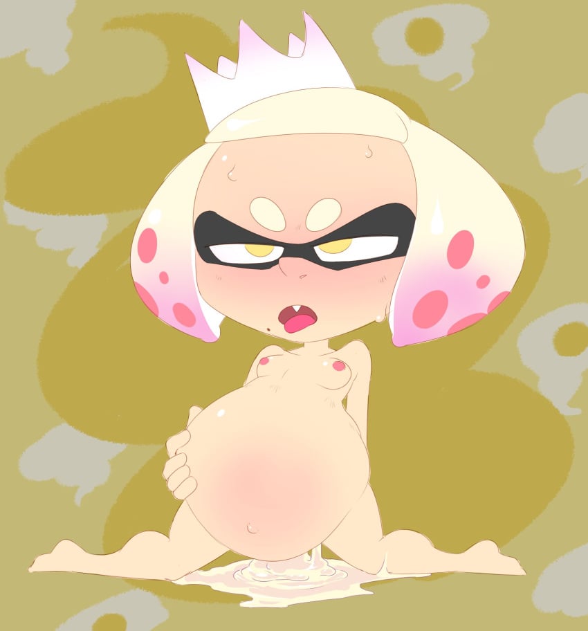 1girls 5_fingers breasts crown cum cum_inflated_belly cum_puddle cumflated_belly cumflation inflation inkling naked naked_female nintendo nipples nude nude_female nudity obscurabuns oerba_yun_fang open_mouth pearl_(splatoon) splatoon tongue tongue_out yellow_eyes