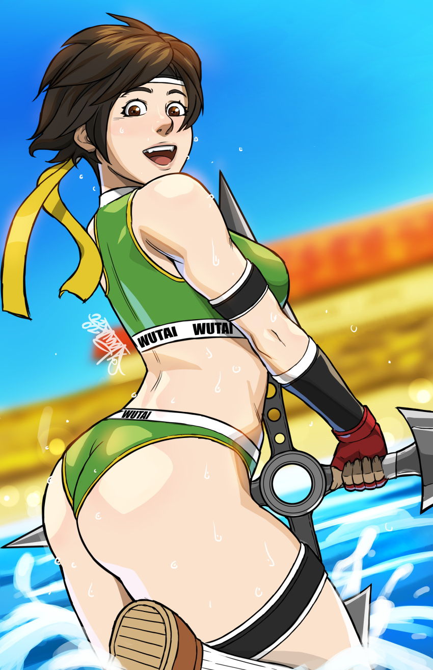 bandana bikini brown_eyes brown_hair busty female female_focus female_only final_fantasy final_fantasy_vii hourglass_figure naavs pixie_cut short_hair smooth_skin tagme tomboy wide_hips yuffie_kisaragi