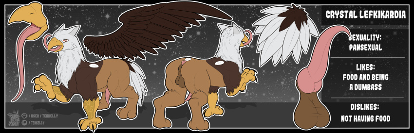 anus ass avian balls big_balls big_penis feral genitals griff gryphon hi_res long_tongue male model_sheet mythological_avian mythology penis solo tenkelly tongue wings