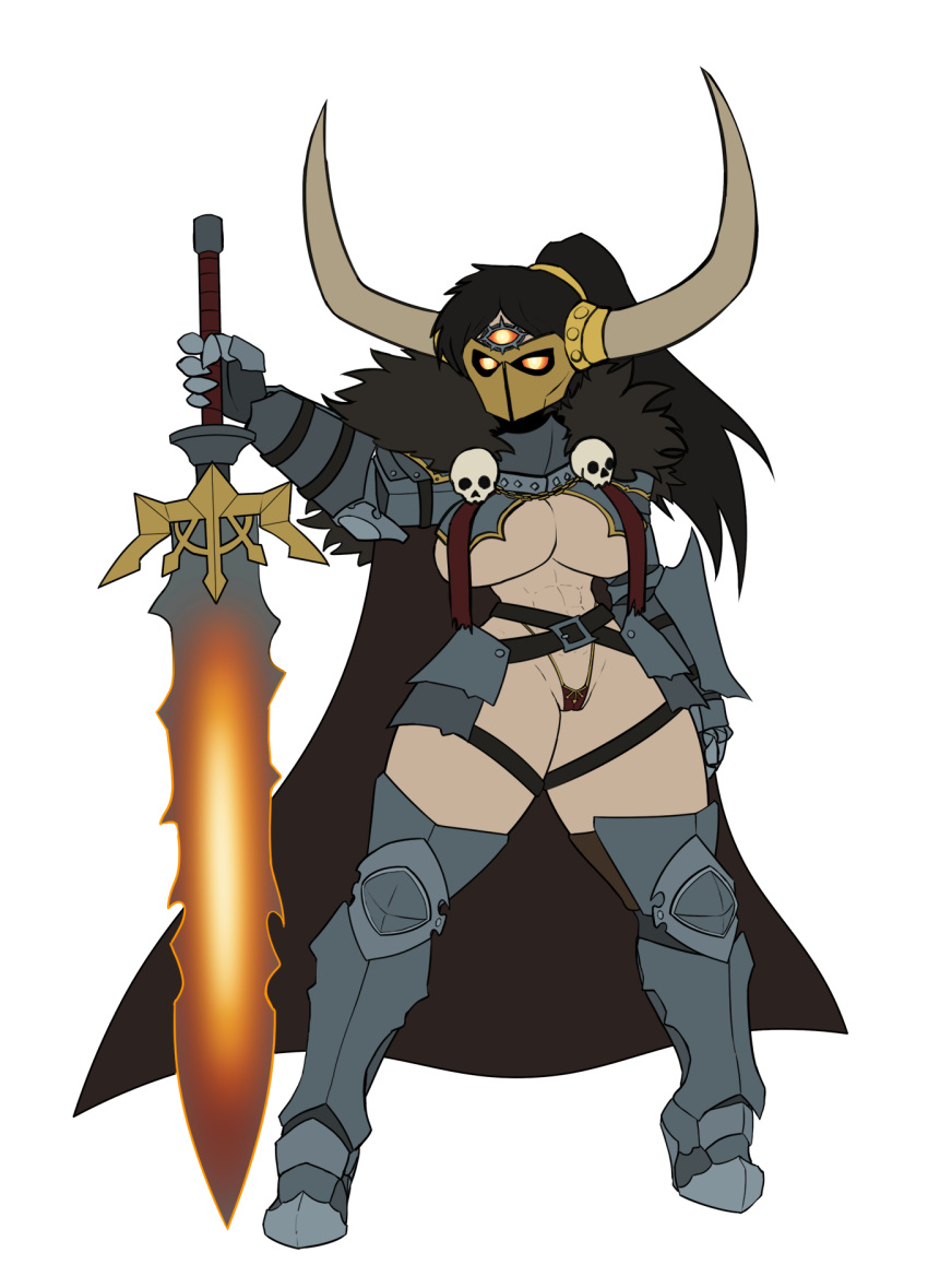 1girls abs archaon armor chaos_(warhammer) huge_breasts nightmare_waifu rule_63 slaves_to_darkness sword transparent_background underboob warhammer_(franchise) warhammer_fantasy xelsword