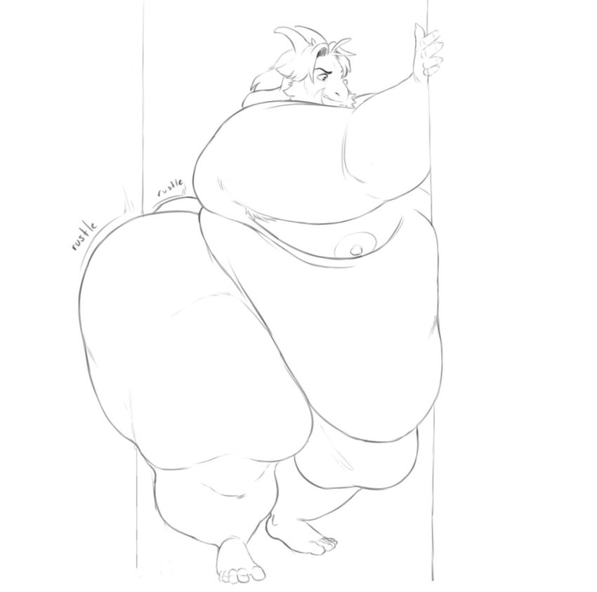 anthro asgore_dreemurr belly big_belly bulge fat fat_ass goat huge_ass itzcharlie kosmonius male male_only monster moobs morbidly_obese morbidly_obese_male nipples obese obese_male overweight overweight_male solo solo_male stuck stuck_in_door thick_thighs undertale undertale_(series)